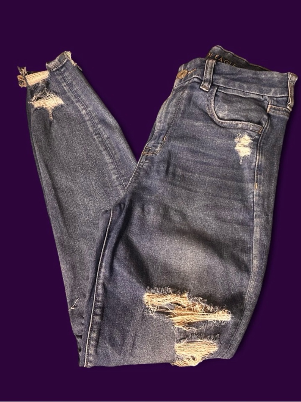 American Eagle Outfitters Distressed Dark Blue Skinny Jeans